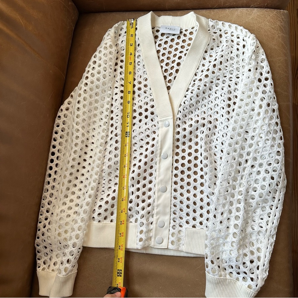 Akris Punto V-Neck Press-Button eyelet Bomber Jacket lace designer white summer - Picture 13 of 17